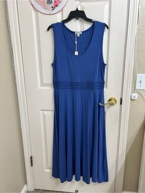 NWT Max Studio Summer Coastal Classic Blue A-Line Sleeveless Dress Size XL